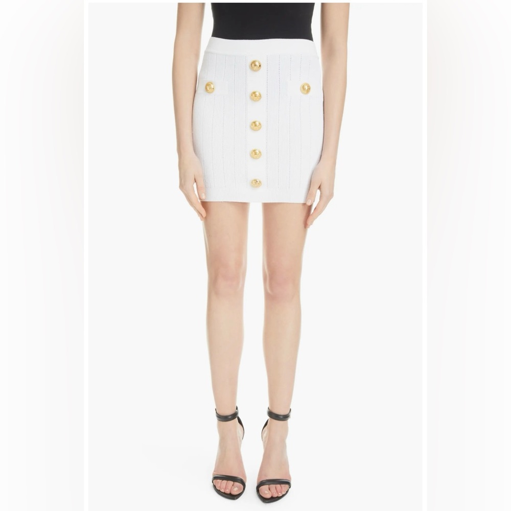 Balmain Button Detail Rib Stitch Skirt - Picture 5 of 7